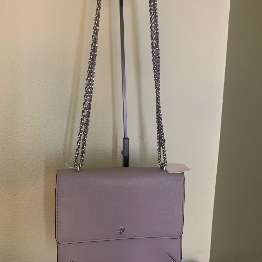 Tory Burch Elegant Gray Shoulder Bag